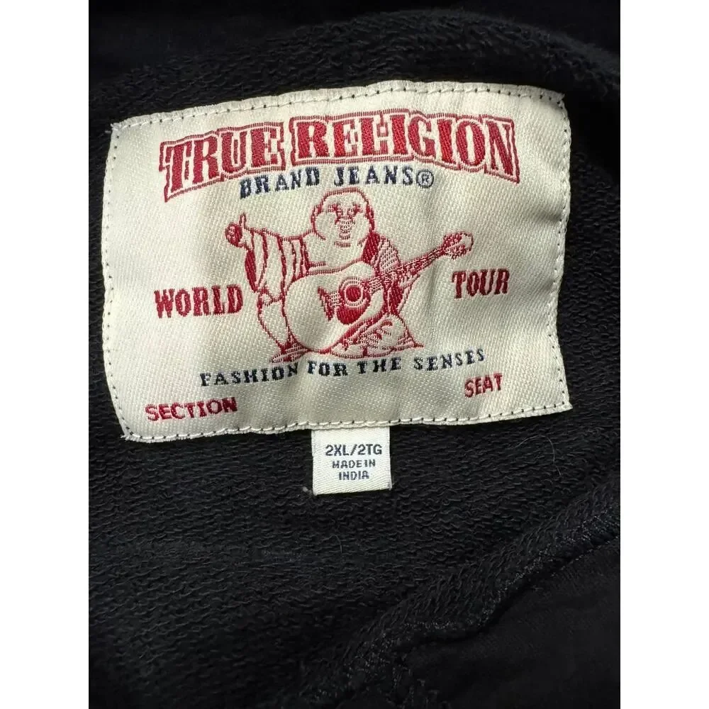 Y2K True Religion Colorblock Hoodie 2XL Chenille TR Streetwear